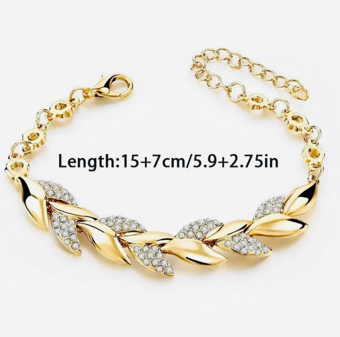 Hermoso Brazalete en Forma de Trigo con Incrustaciones de Circonias Unitalla - Hipoalergenica Disponible en Plateado y Dorado