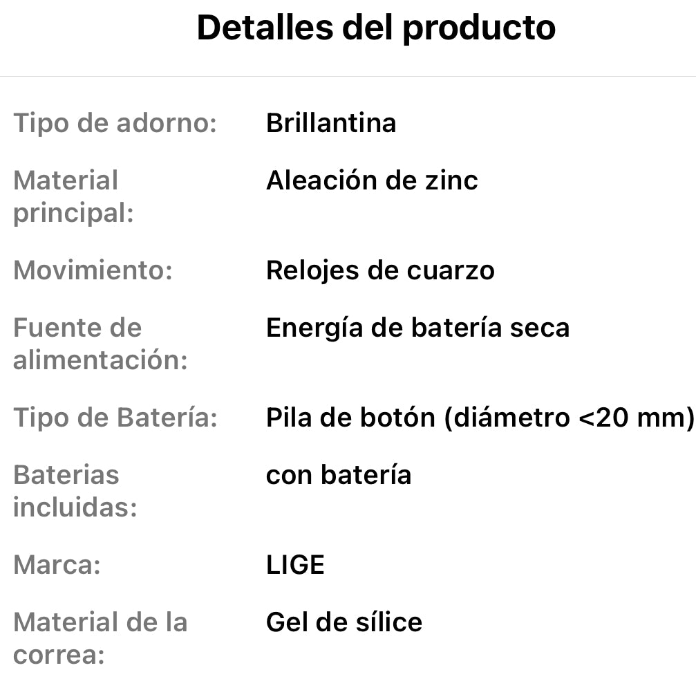 Reloj de Cuarzo LIGE para Hombre, Cronógrafo Multifuncional con Calendario, Pantalla Luminosa, Adorno Brillante, Caja de Aleación de Zinc, Correa de Silicona, Batería Incluida