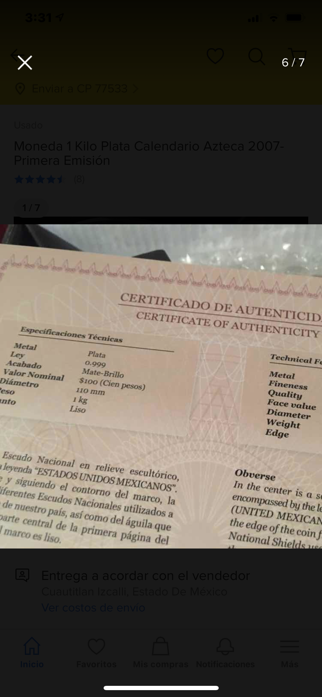 Moneda 1 Kilo de Plata .999 -1er Lugar a la Moneda más Hermosa del Mundo 🌍! Calendario Azteca!