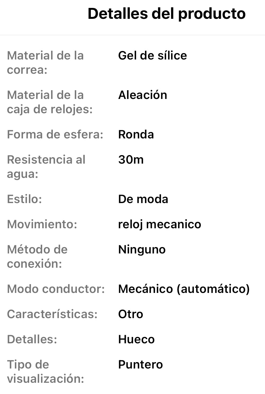 Elegante Reloj Automático Mecánico SKELETON Excelente Calidad y Diseño! Moderna Correa de Silicona! 💯% Original