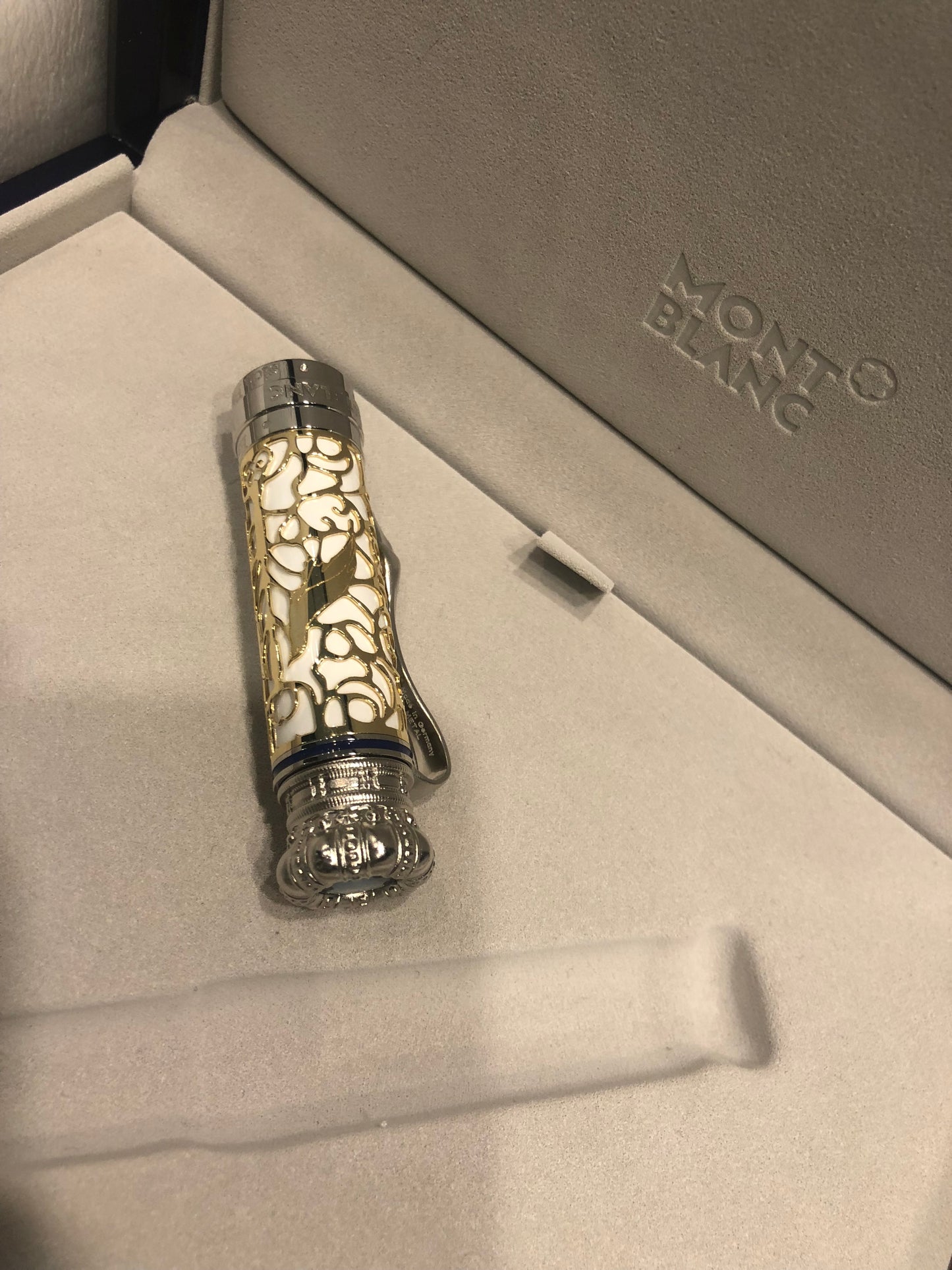 Única en México Pluma Fuente Ludwig II Oro Macizo 18K. Platino Marfil dé Mamut una Verdadera Obra de Arte Completamente Nueva y sin Entintar
