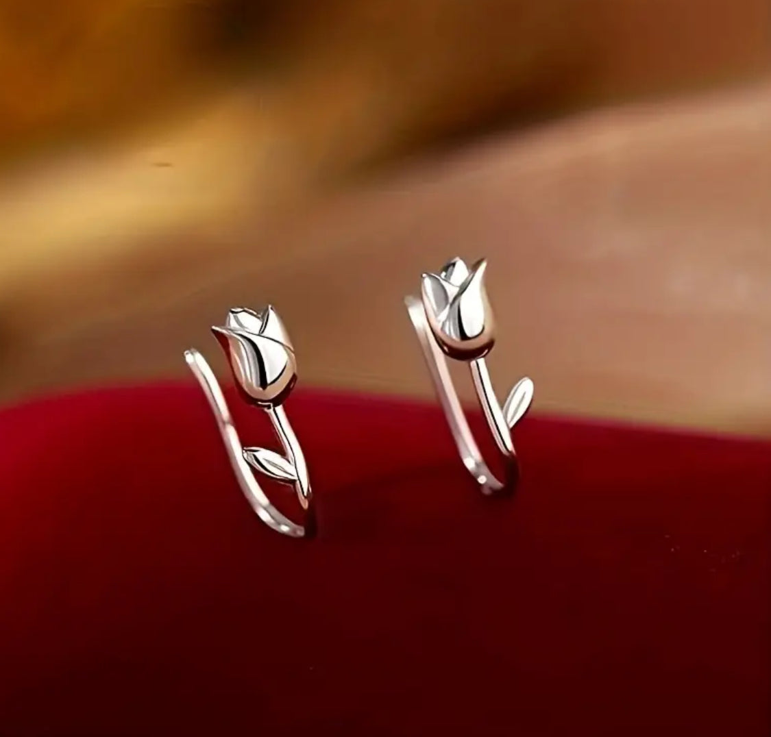 Hermosos Pendientes de Plata 925 Motivo Tulipán 🌷! Hipoalergenicos! Ideales para Regalo 🎁