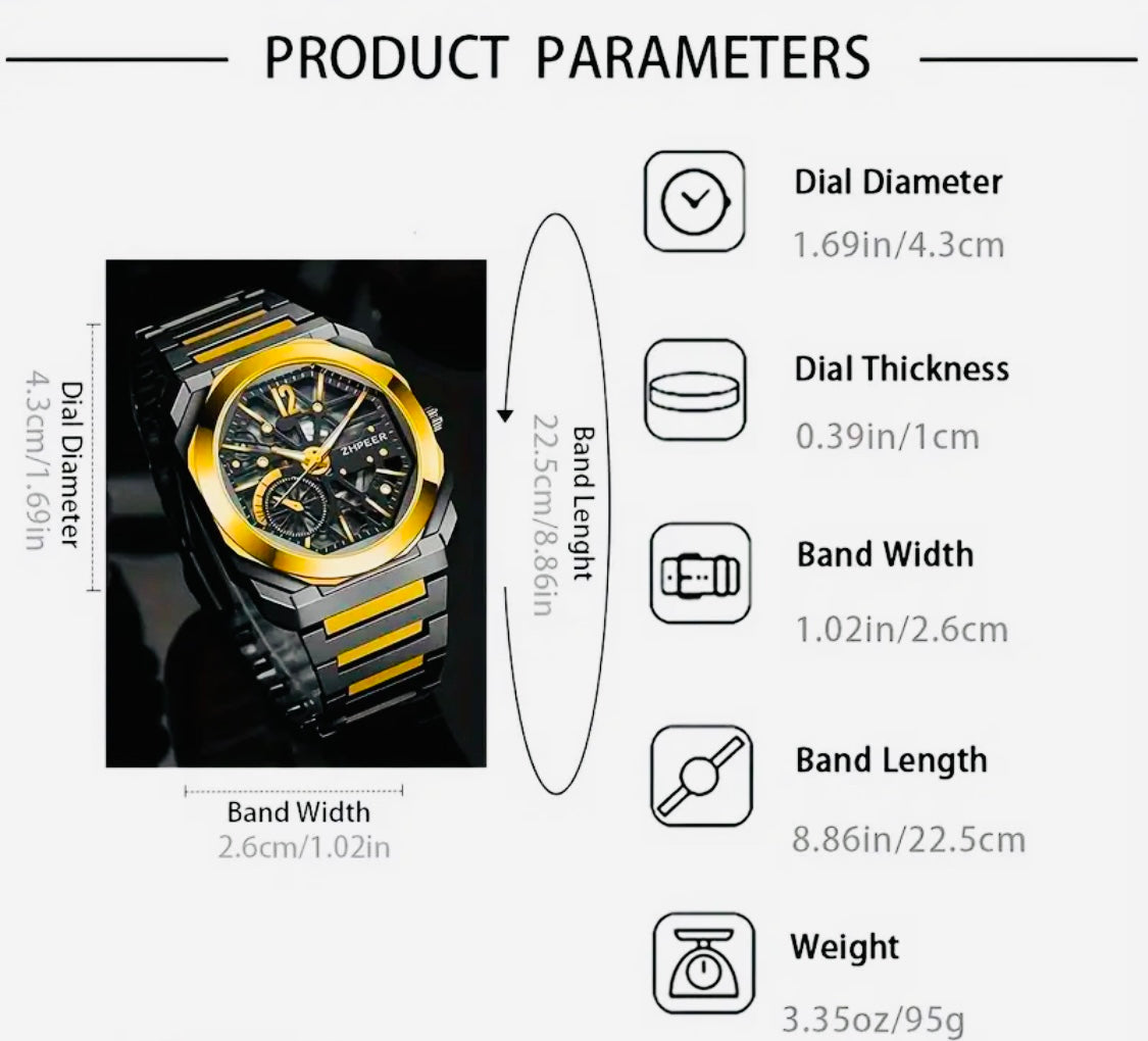 Moderno Reloj Skeleton de Cuarzo Excelente para Regalo 🎁