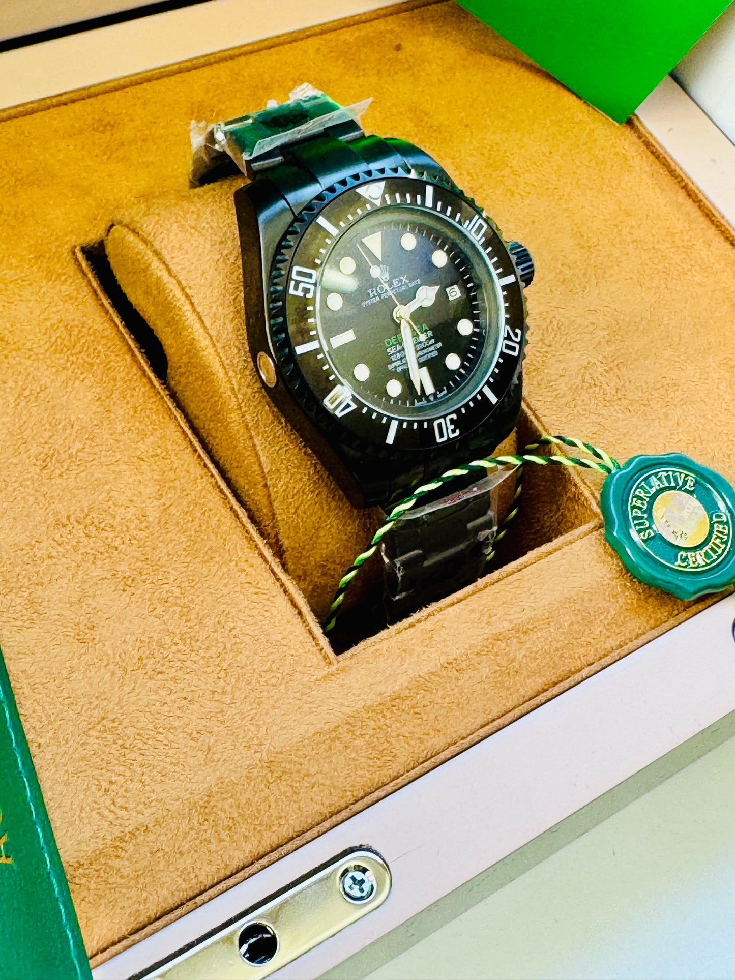 HERMOSO DISEÑO RELOJ AUTOMÁTICO MECÁNICO DEEP SEA DEWELLER VÁLVULA DE ESCAPE FECHADOR ETC;