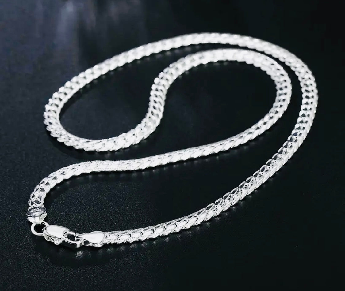 Hermosa Cadena de Plata 925 Unisex Hipoalergenica