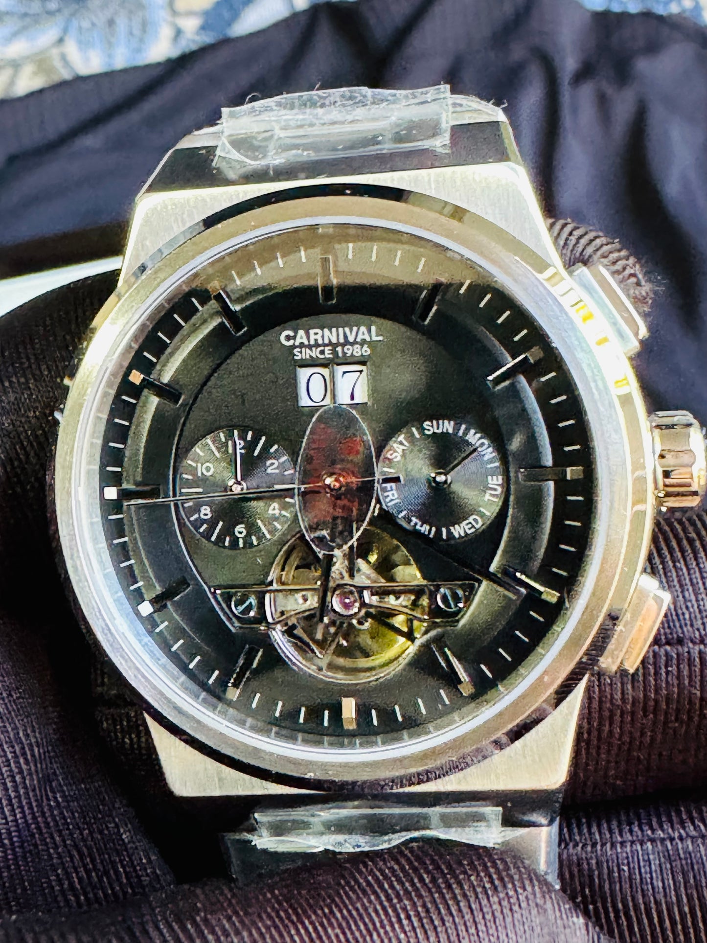 RELOJ I&W AUTOMATICO MECÁNICO-VENTANA TOURBILLON-CALENDARIO  MES-SEMANA-FECHADOR- HORAS PEQUEÑO DIAL JOYAS 💎 RESISTENTE AL AGUA- ALTA CALIDAD!!! 💯% ORIGINAL