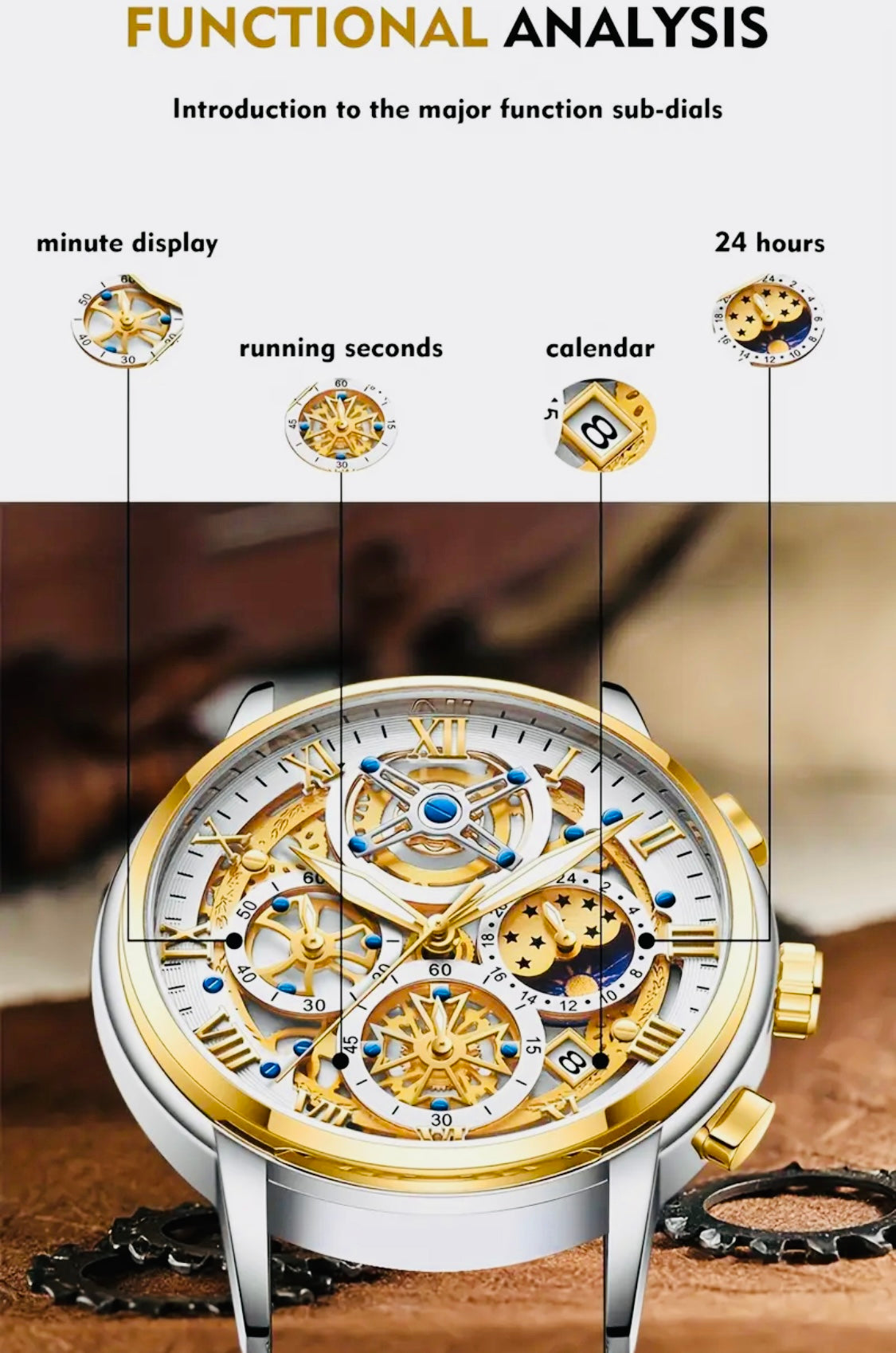 Hermoso Reloj Skeleton Multifuncional con Movimiento de Cuarzo Gran Diseño y Calidad 💯% Original