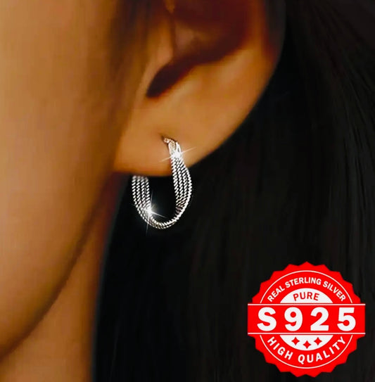 Arete de Aro Vintage Royal Twist, Plata de Ley 925, Bañado en Platino, Hipoalergénico, Diseño Trenzado Único, Regalo Perfecto para Mujeres - Adecuado para Acción de Gracias y Todas las Ocasiones!