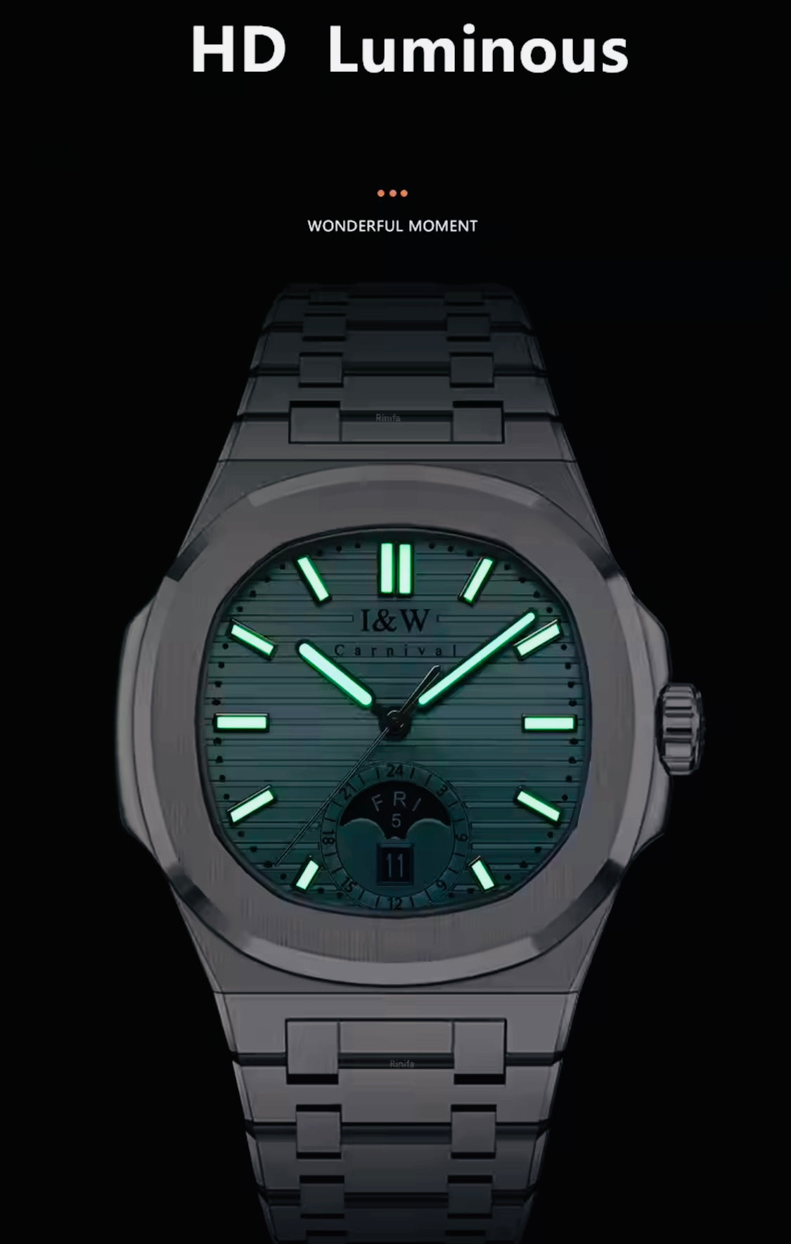 IMPRESIONANTE RELOJ AUTOMÁTICO I&W MÁXIMA CALIDAD Y ESPECTACULAR DISEÑO-CRISTAL ZAFIRO-FECHADOR-SEMANARIO-50 METROS 💦 LUMINOSO-ETC