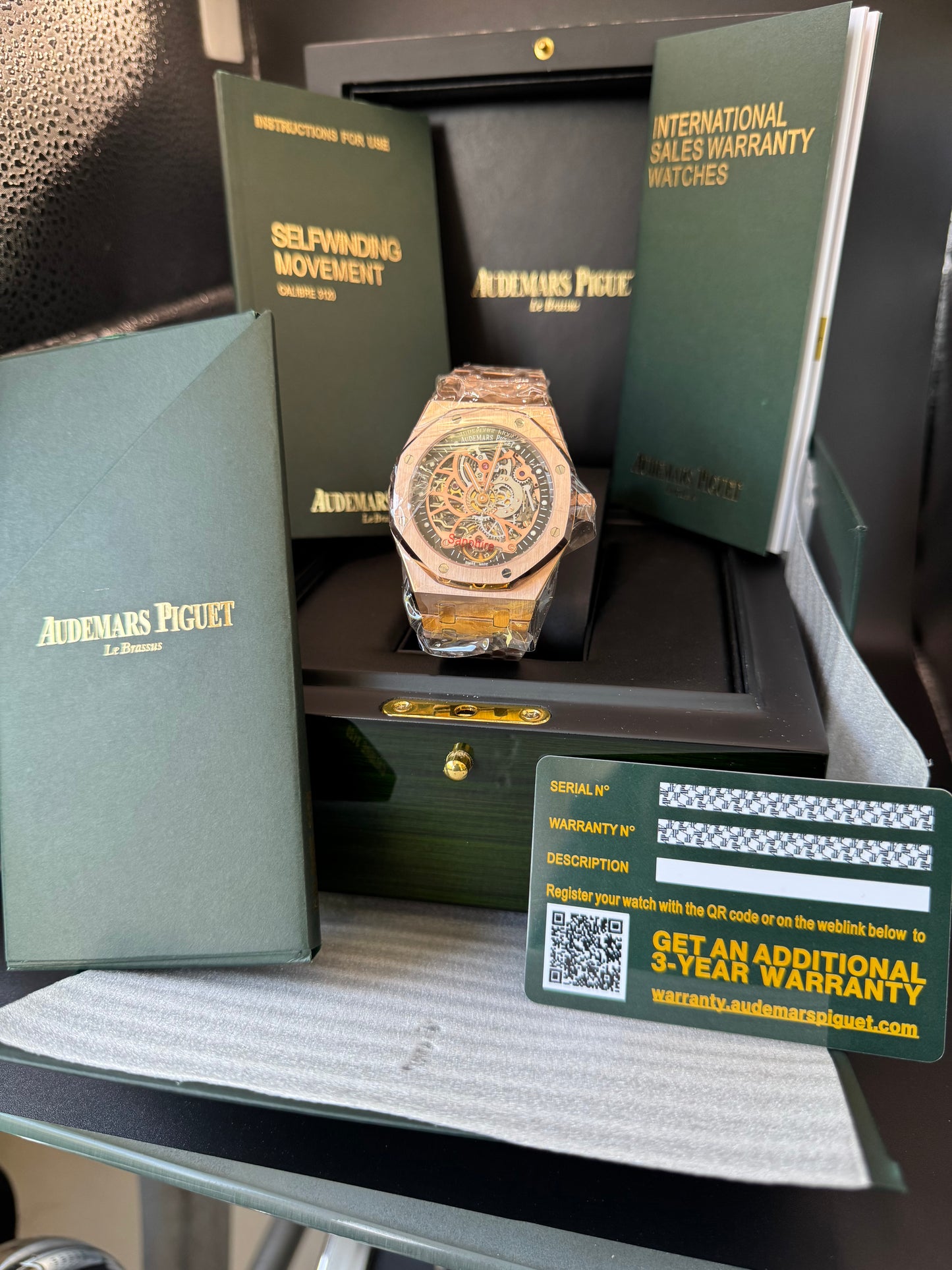MÁXIMO LUJO IMPRESIONANTE RELOJ AUTOMÁTICO MECÁNICO SKELETON AUDEMARS P. CON DOBLE TOURBILLON!TOP QUALITY