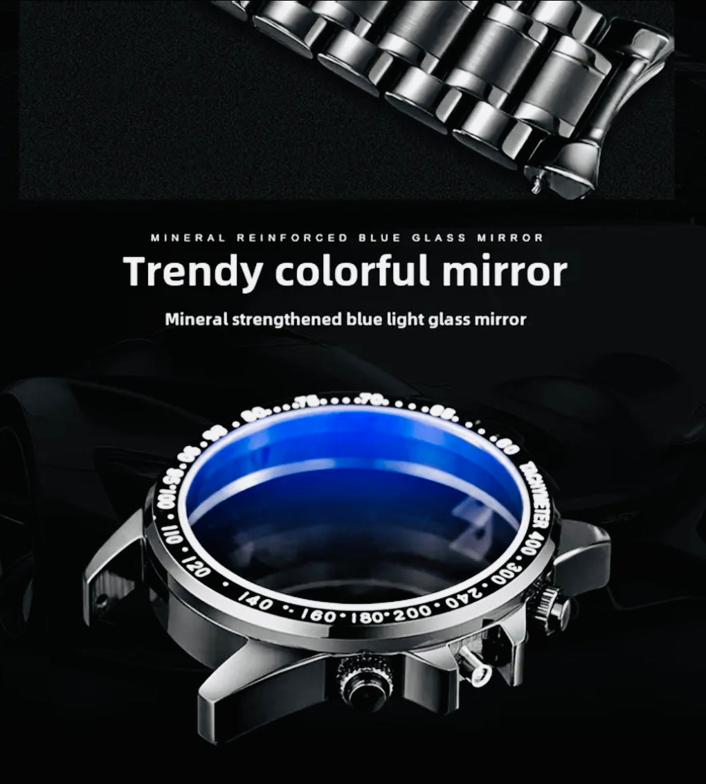 IMPACTANTE DISEÑO!!! RELOJ AUTOMÁTICO MECÁNICO MÚLTIPLES COMPLICACIONES!!! CALENDARIO-FECHADOR-DÍA DE LA SEMANA-50 METROS-DÍA DEL MES-LUMINOSO- DIAL DE VELOCIDAD-ETCÉTERA