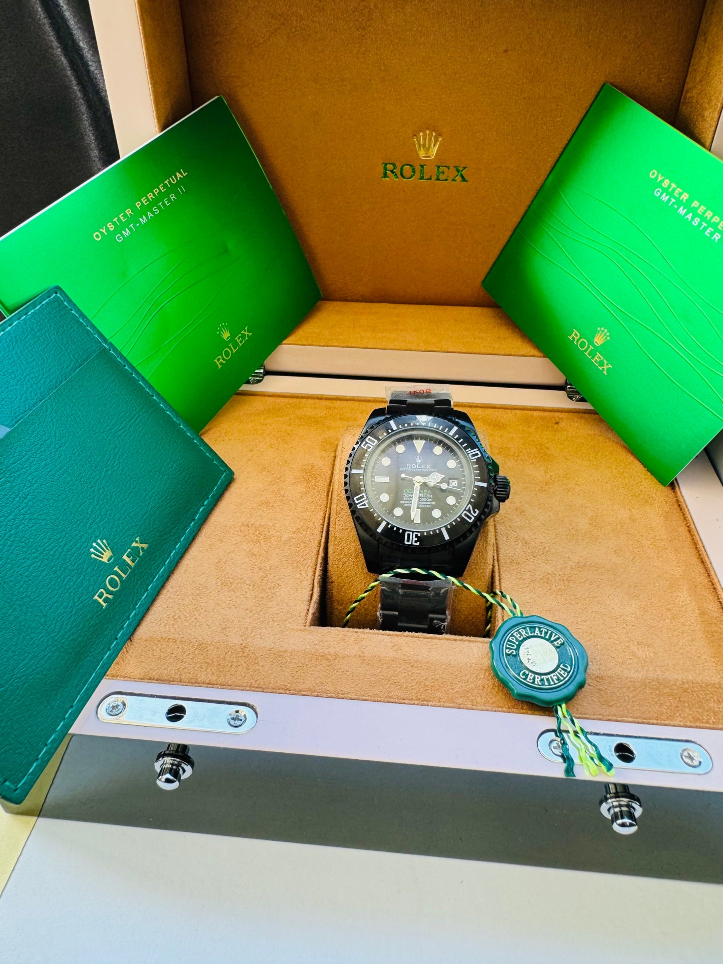 HERMOSO DISEÑO RELOJ AUTOMÁTICO MECÁNICO DEEP SEA DEWELLER VÁLVULA DE ESCAPE FECHADOR ETC;