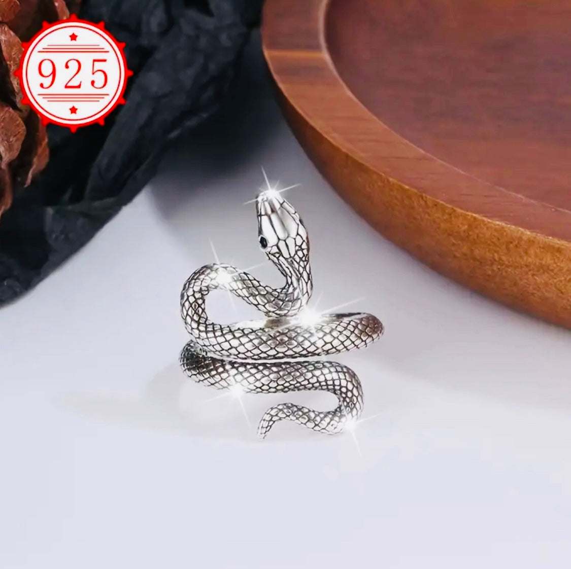 Hermoso anillo de plata Con Incrustaciones de Piedra ojos-Unisex-Initalla-Hipoalergenico! Perfecto para regalo