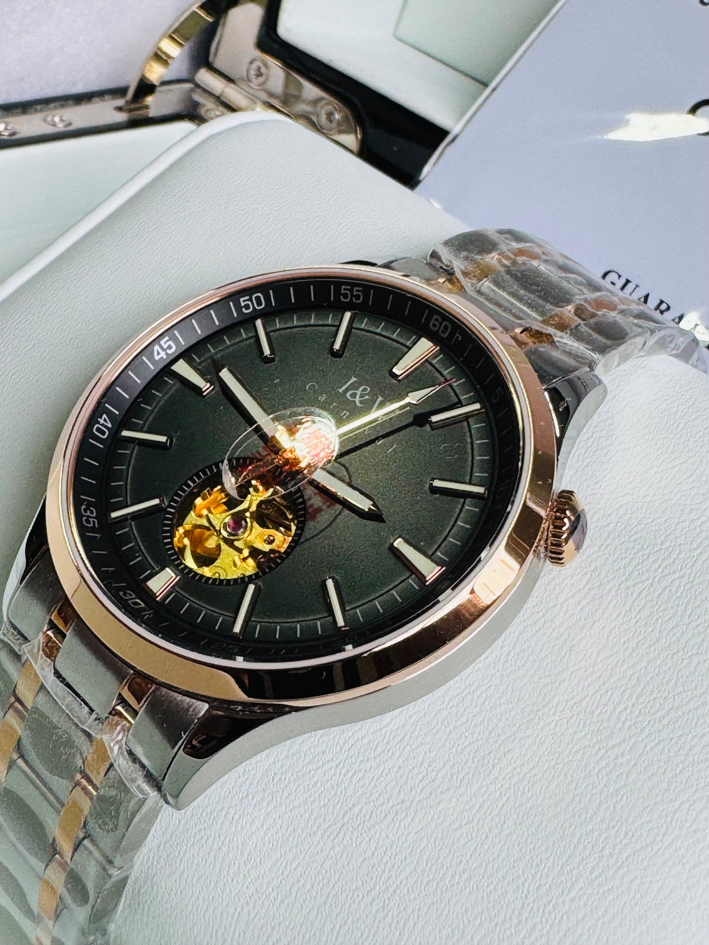 HERMOSO Y ELEGANTE RELOJ AUTOMÁTICO MECÁNICO CRISTAL ZAFIRO LUMINOSO 💯% ORIGINAL
