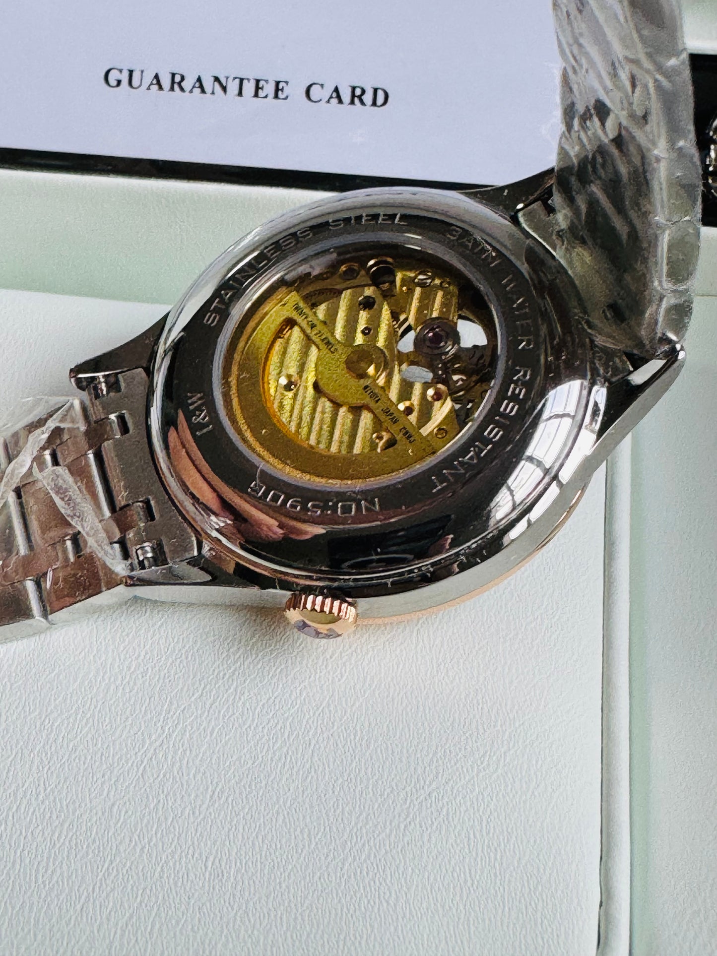 HERMOSO Y ELEGANTE RELOJ AUTOMÁTICO MECÁNICO CRISTAL ZAFIRO LUMINOSO 💯% ORIGINAL
