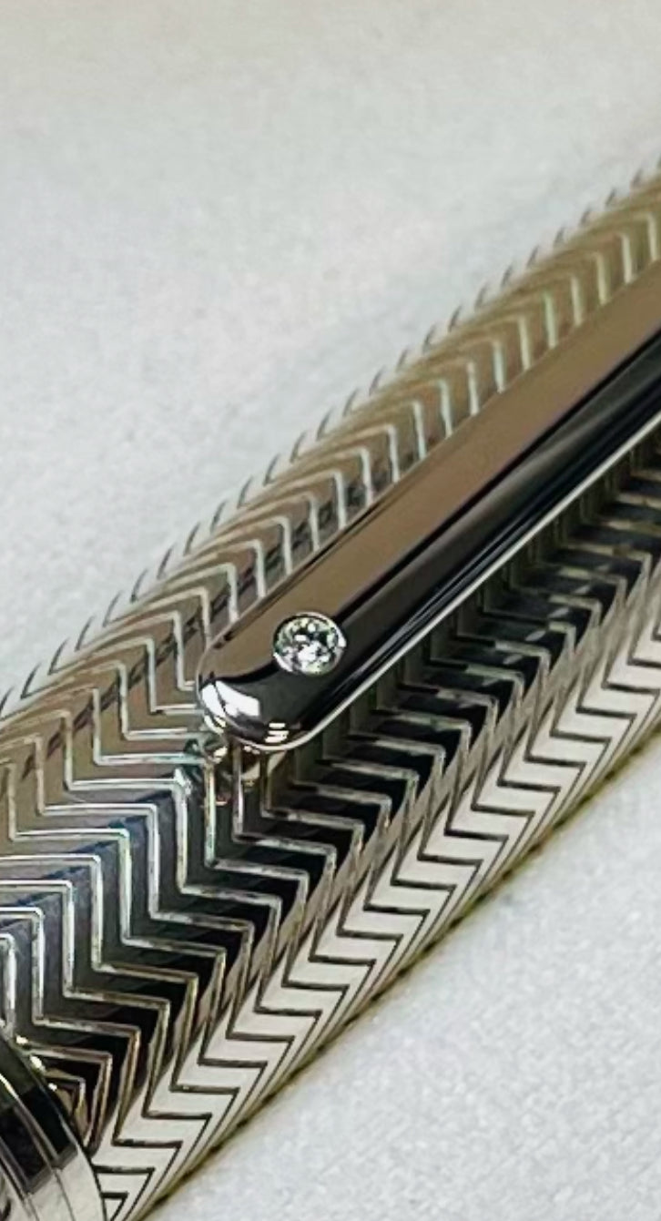 HERMOSA PLUMA FUENTE DE PLATA DE LEY 925 MACIZA CON DIAMANTE 💎 MAISTERSTUCK SOLD OUT HACE MUCHO TIEMPO ⏱️ DIFÍCIL DE CONSEGUIR