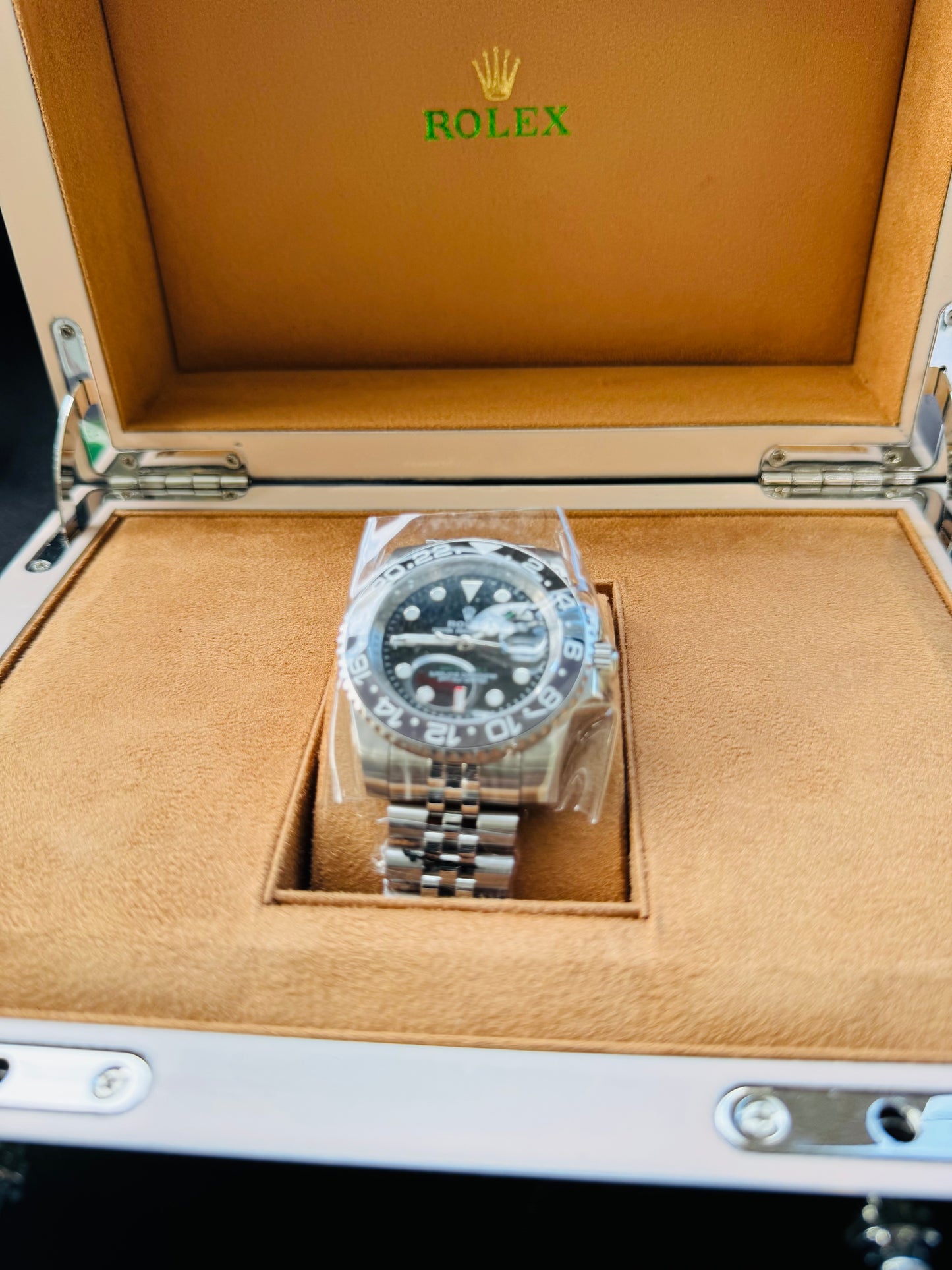 FAMOSO RELOJ AUTOMÁTICO MECÁNICO BRUCE WAYNE-GMT MASTER OYSTER PERPETUAL 2 ZONAS HORARIAS