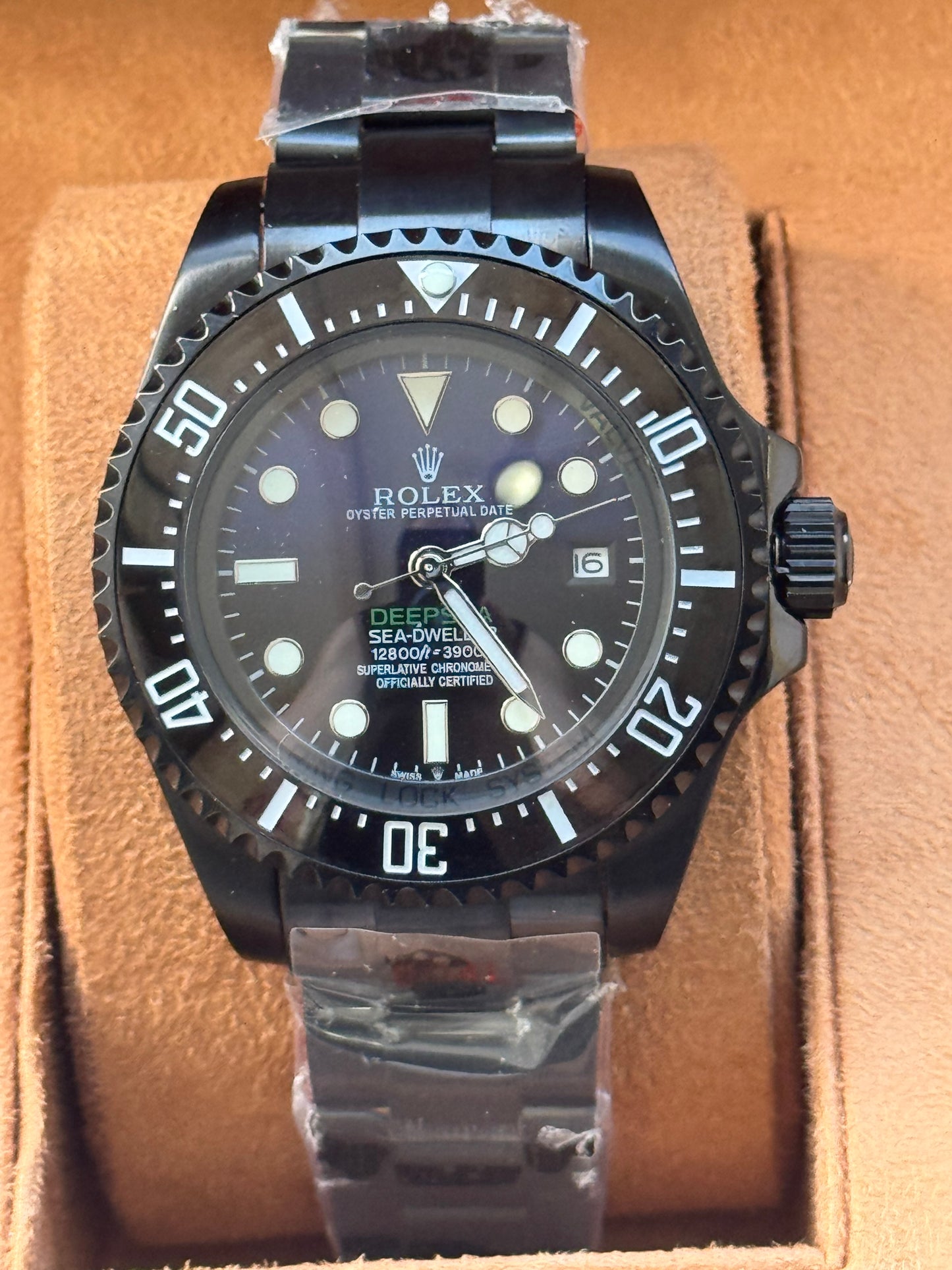 HERMOSO DISEÑO RELOJ AUTOMÁTICO MECÁNICO DEEP SEA DEWELLER VÁLVULA DE ESCAPE FECHADOR ETC;