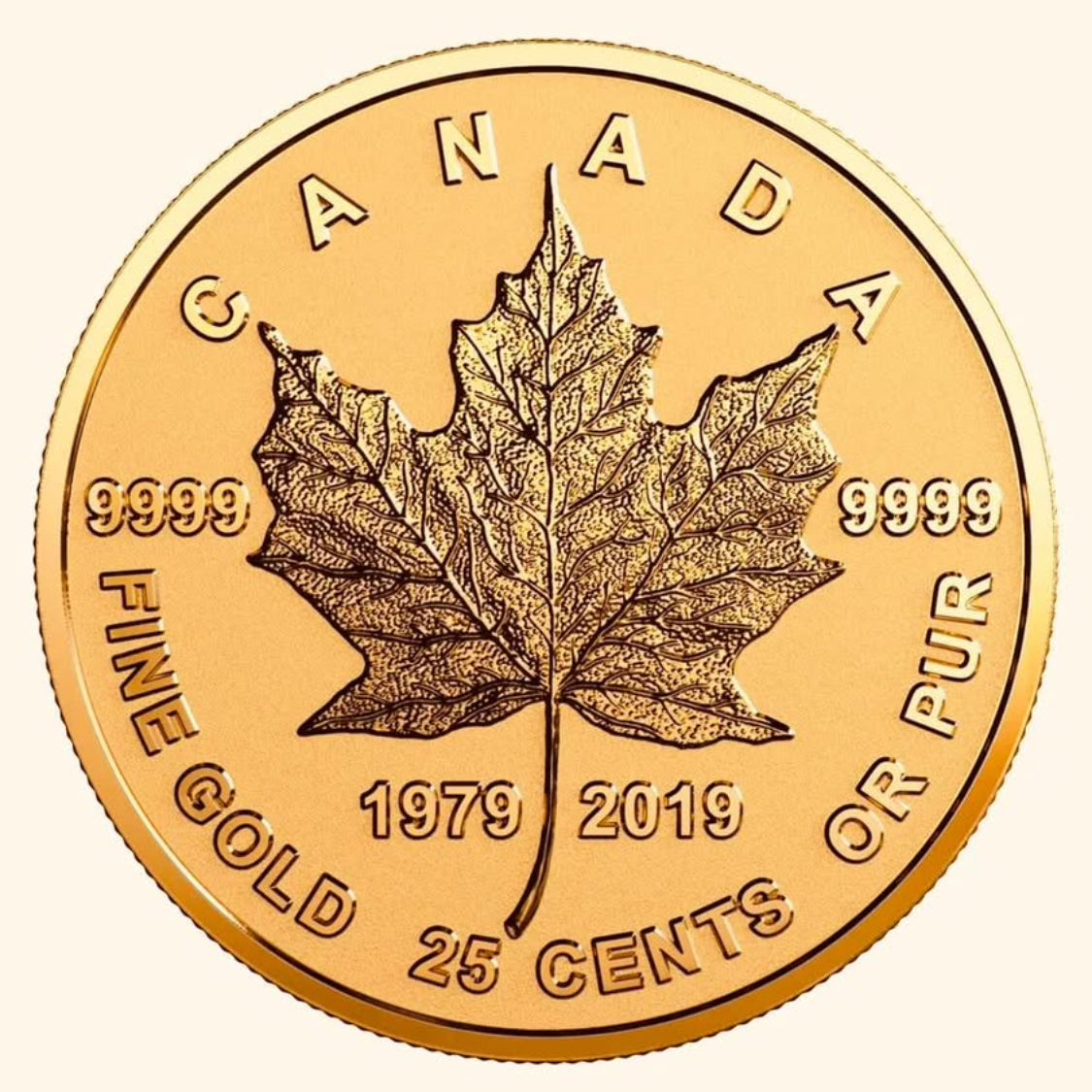 Moneda Oro Puro de 25 centavos sin Aleaciones 40 Aniversario GML para Coleccionistas