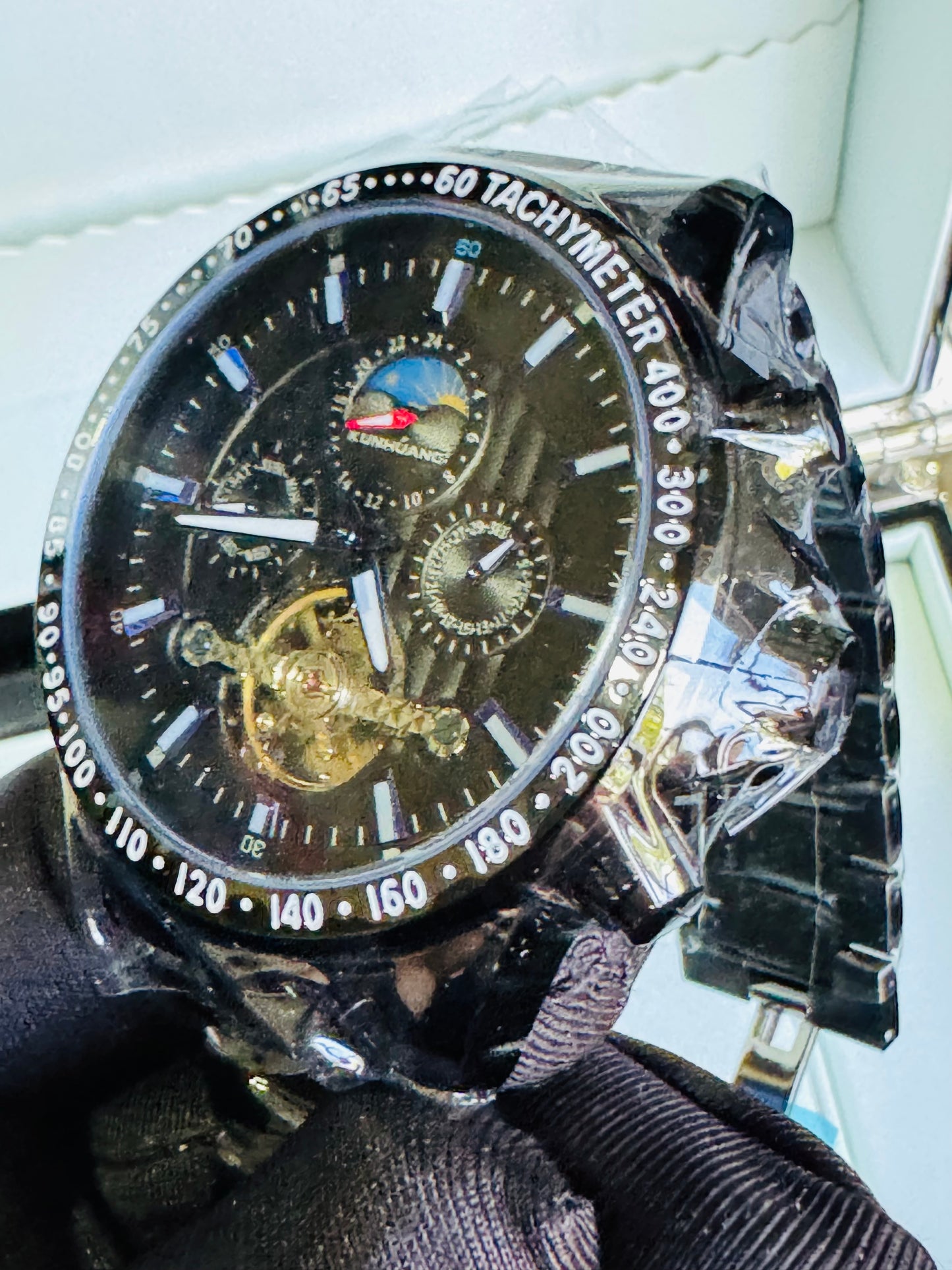 MULTINACIONAL RELOJ AUTOMÁTICO MECÁNICO-CALENDARIO 24 HRS LUNAR-TACÓMETRO-LUMINOSO-VENTANA TOURBILLON- DÍA DE LA SEMANA-CALENDARIO DIAL PEQUEÑO- ETC, ETC!
