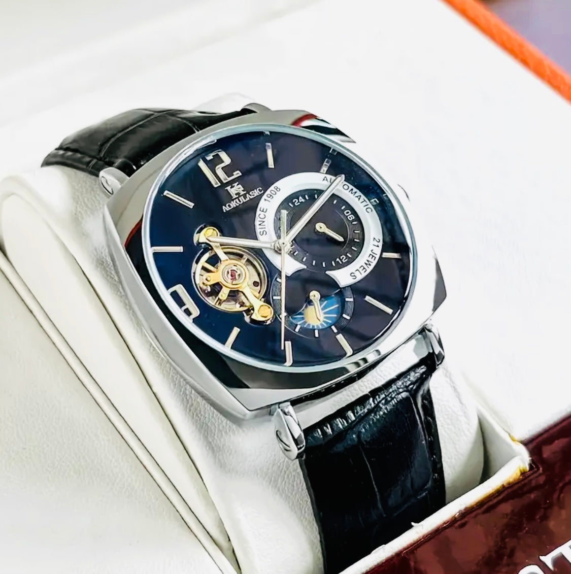 Hermoso Reloj Mecánico Automático Tourbillon! Multifuncional- 💯% Original