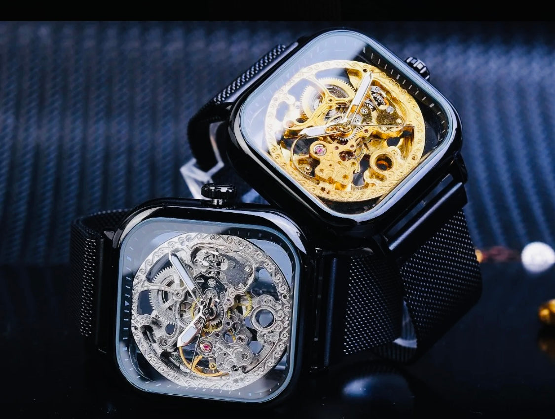 Hermoso Reloj Automático Mecánico Skeleton Movimiento de Excelente Calidad y Diseño! 💯% Original Pulso Magnético 🧲!