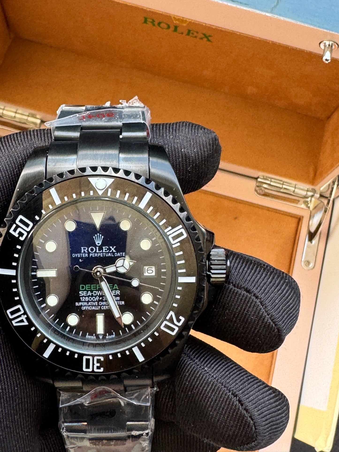 HERMOSO DISEÑO RELOJ AUTOMÁTICO MECÁNICO DEEP SEA DEWELLER VÁLVULA DE ESCAPE FECHADOR ETC;