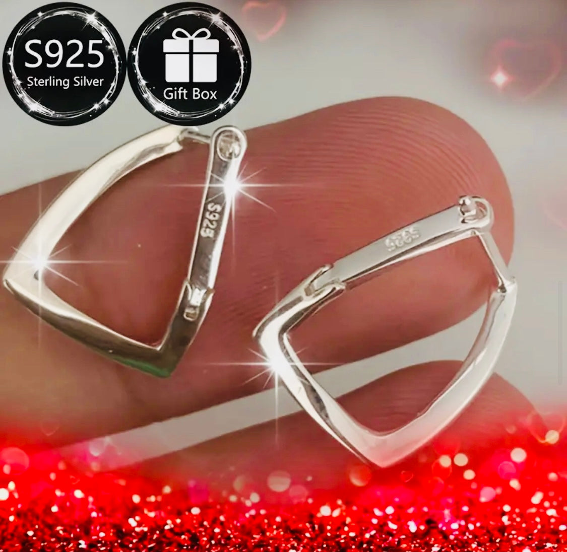 Pendientes de plata esterlina 925, 2 piezas, diseño geométrico, plateado, 1.2g, incluye caja de regalo 🎁 Ideal como presente!