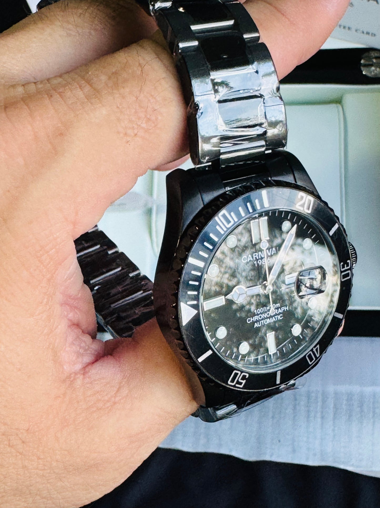 HERMOSO RELOJ AUTOMÁTICOMECÁNICO CRISTAL ZAFIRO-FECHADOR-LUMINOSO-RESISTENCIA AL AGUA-ALTA GAMA- 💯% ORIGINAL