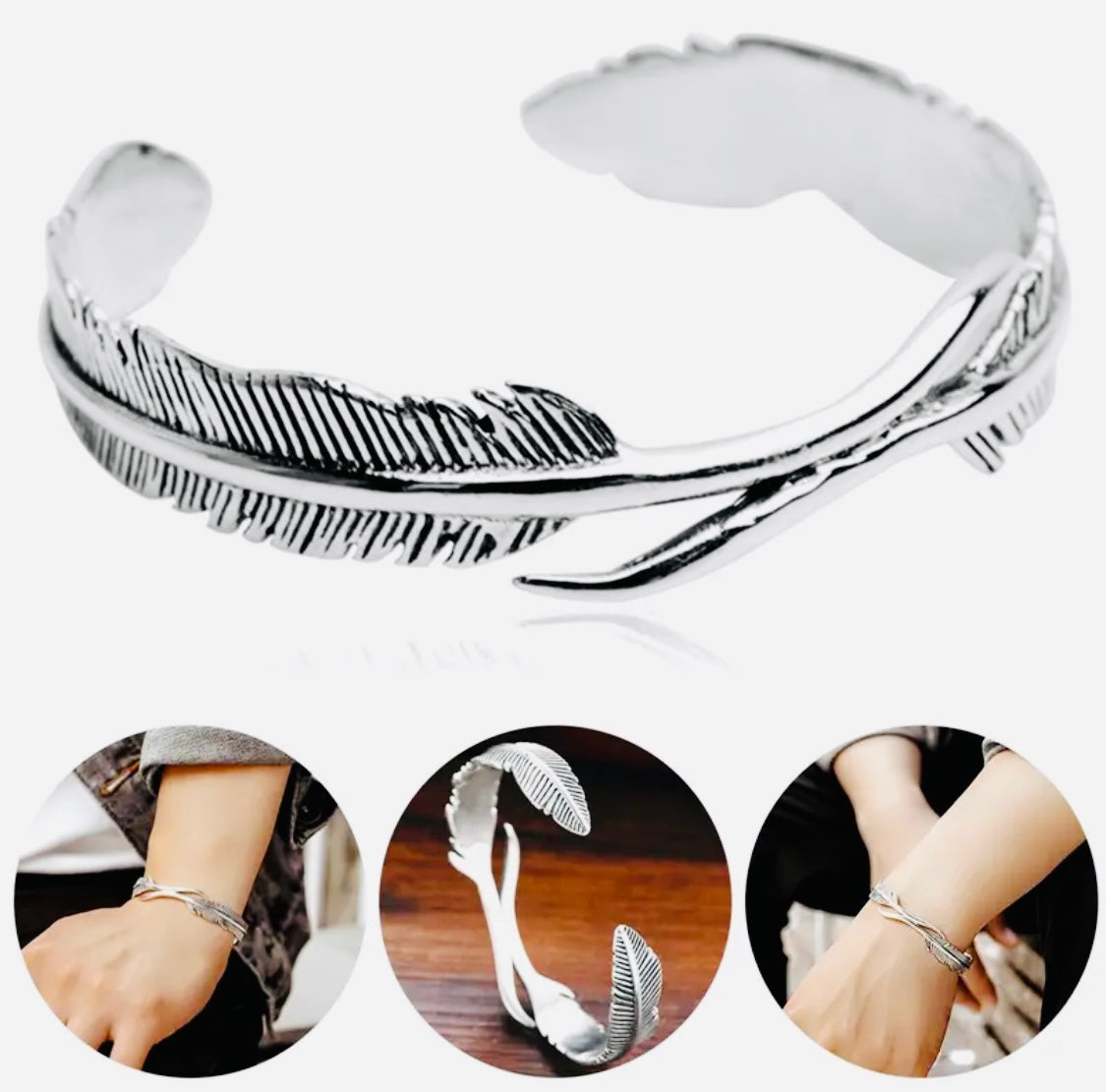 Hermosa Esclava en Forma 2 Plumas Unitallas- Unisex - Hipoalergenica Perfecto para Regalo