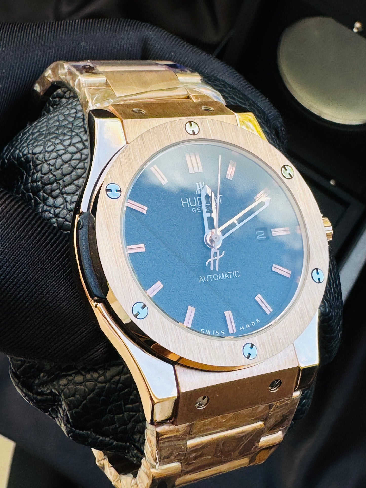 MÁXIMO LUJO! EXCLUSIVO HUBLOT AUTOMÁTICO CARATULA TIPO DIAMANTE 💎 Y LIJA! ELEGANCIA TOTAL!