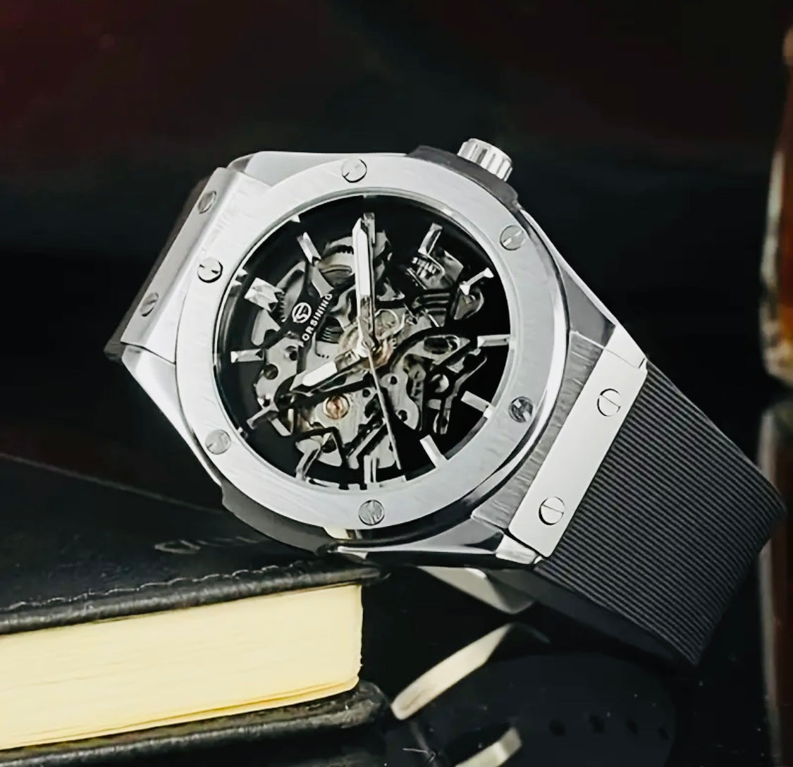 Elegante Reloj Automático Mecánico SKELETON Excelente Calidad y Diseño! Moderna Correa de Silicona! 💯% Original