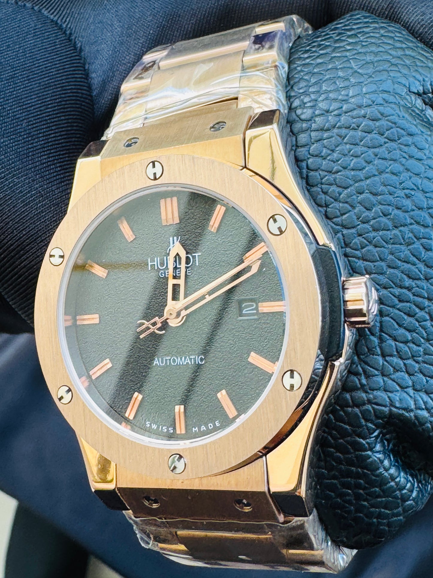 MÁXIMO LUJO! EXCLUSIVO HUBLOT AUTOMÁTICO CARATULA TIPO DIAMANTE 💎 Y LIJA! ELEGANCIA TOTAL!