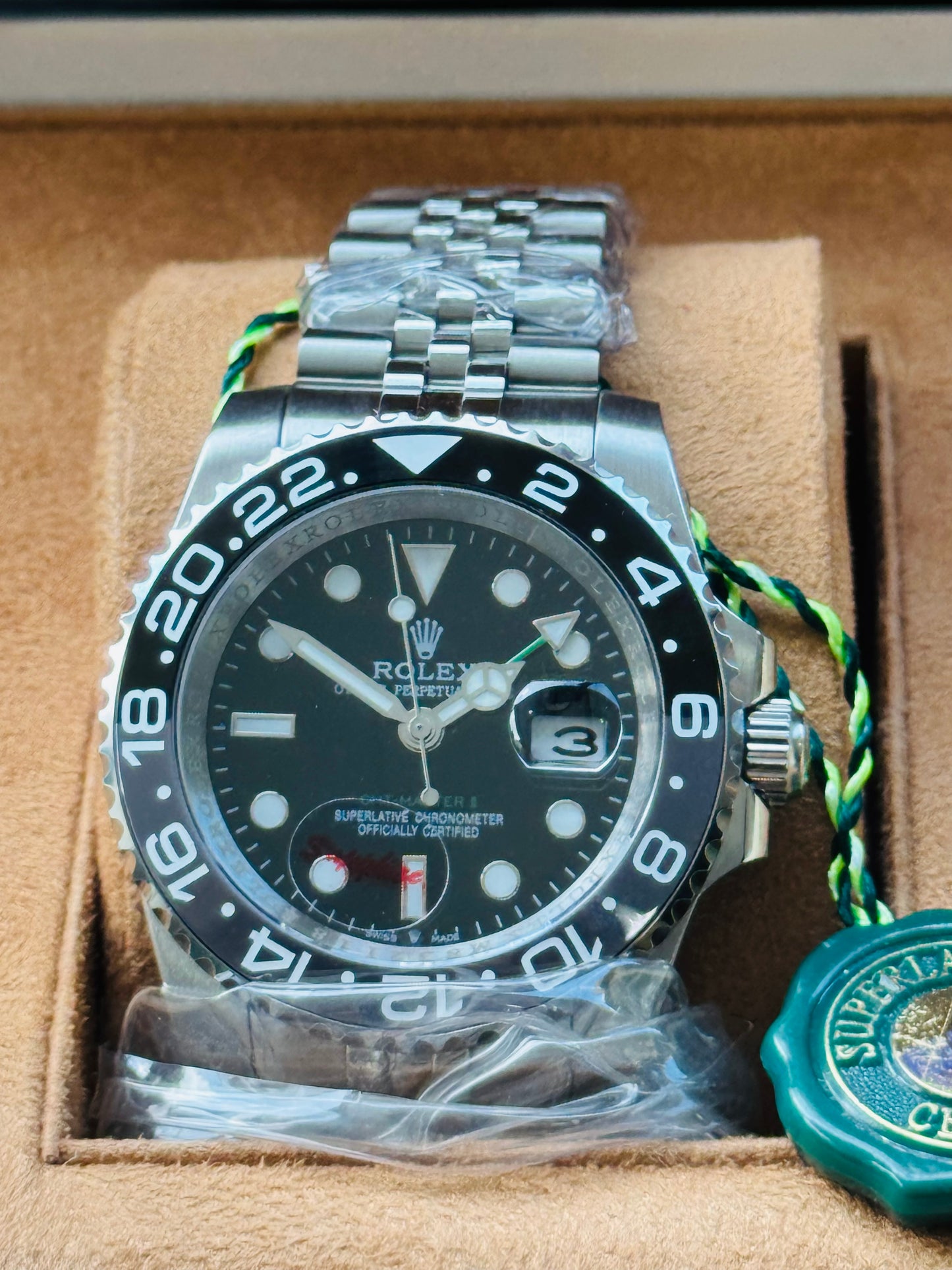 FAMOSO RELOJ AUTOMÁTICO MECÁNICO BRUCE WAYNE-GMT MASTER OYSTER PERPETUAL 2 ZONAS HORARIAS