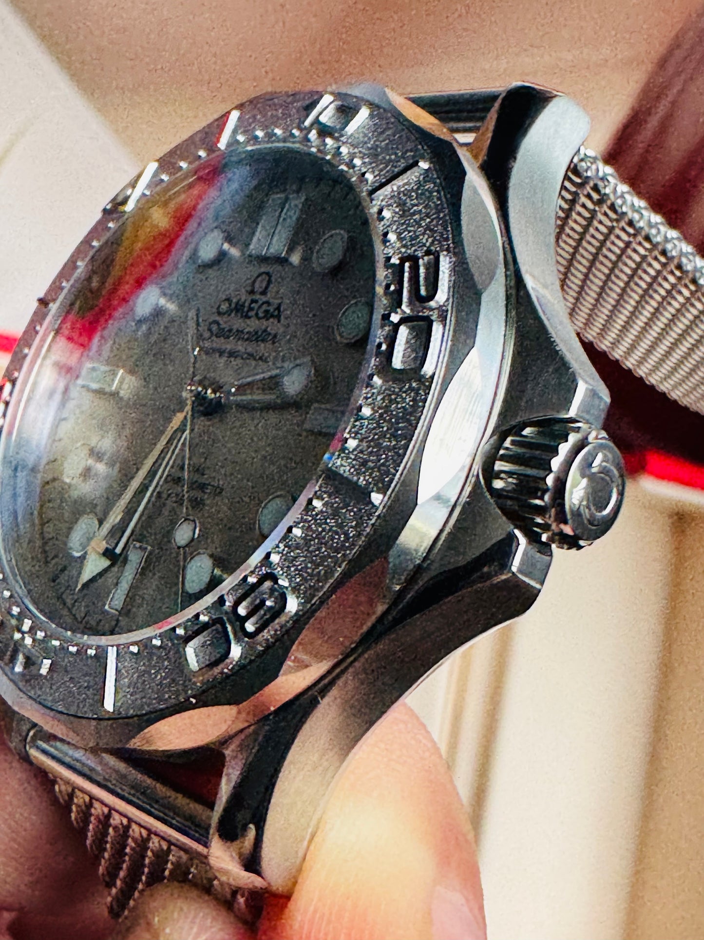 HERMOSO RELOJ AUTOMÁTICO MECÁNICO OMEGA SEAMASTER ACABADO DIAMANTADO