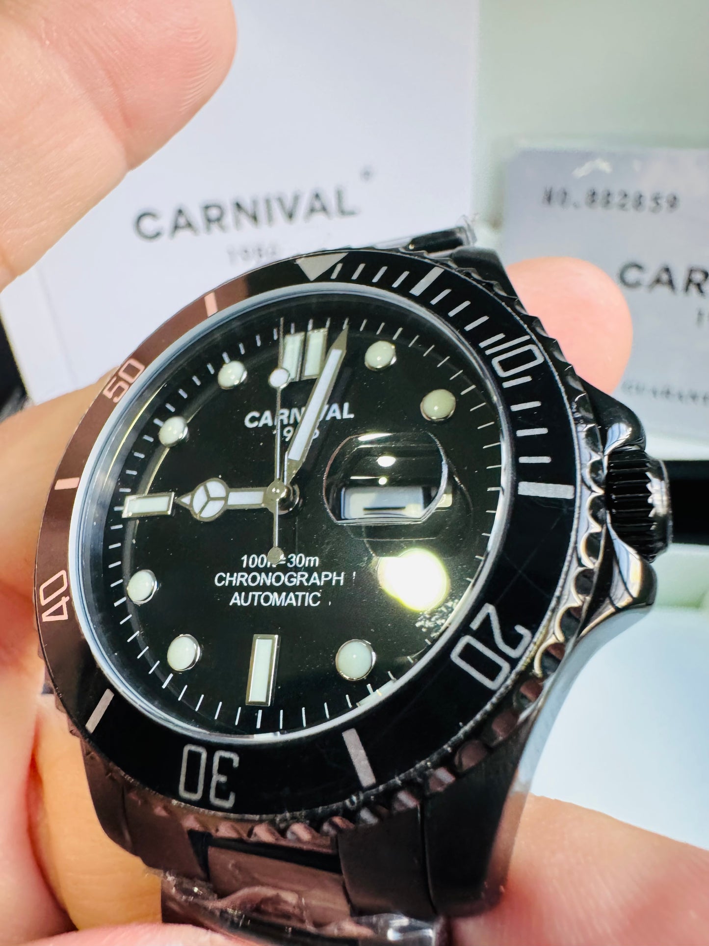 HERMOSO RELOJ AUTOMÁTICOMECÁNICO CRISTAL ZAFIRO-FECHADOR-LUMINOSO-RESISTENCIA AL AGUA-ALTA GAMA- 💯% ORIGINAL