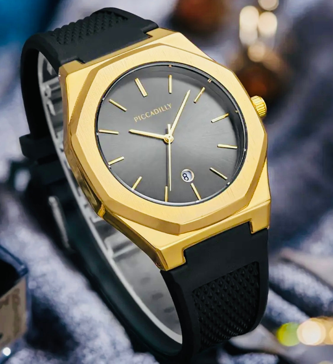 Elegante Reloj Octagonal Movimiento de Cuarzo- Fechador 44 mm. Ideal para Regalo 🎁