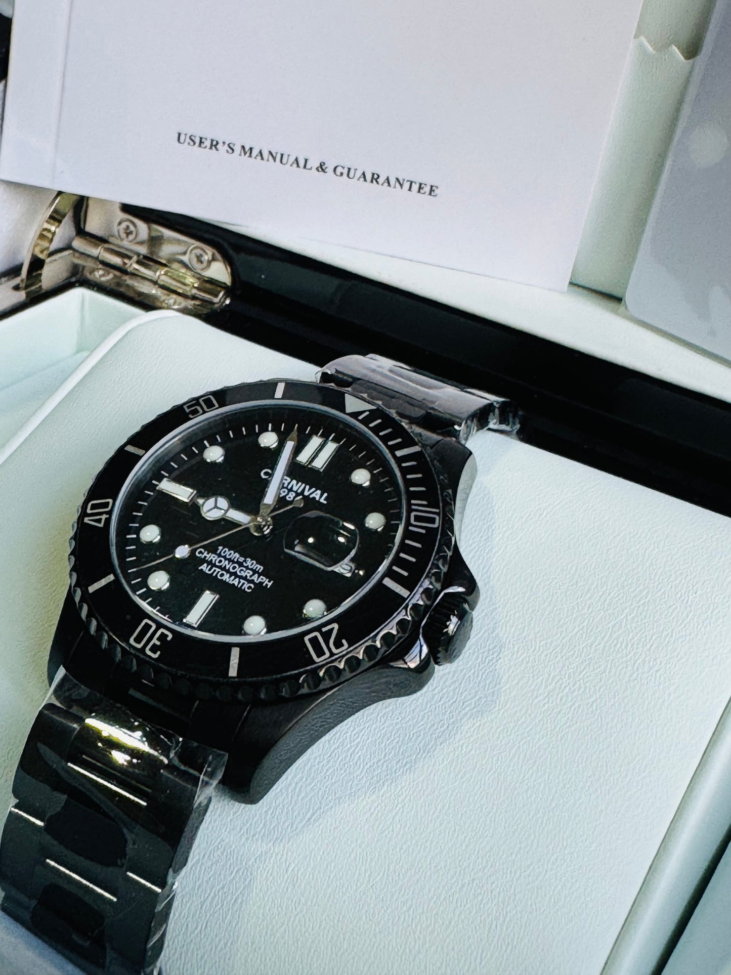 HERMOSO RELOJ AUTOMÁTICOMECÁNICO CRISTAL ZAFIRO-FECHADOR-LUMINOSO-RESISTENCIA AL AGUA-ALTA GAMA- 💯% ORIGINAL