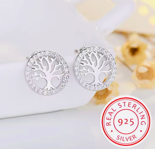 Elegantes Aretes de Plata 925 Árbol de la Vida! Perfectos para Regalo 🎁