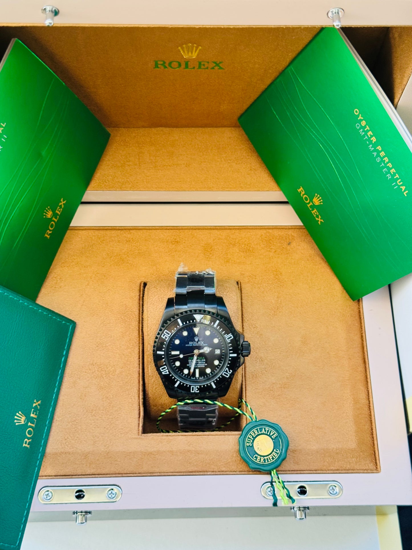 HERMOSO DISEÑO RELOJ AUTOMÁTICO MECÁNICO DEEP SEA DEWELLER VÁLVULA DE ESCAPE FECHADOR ETC;