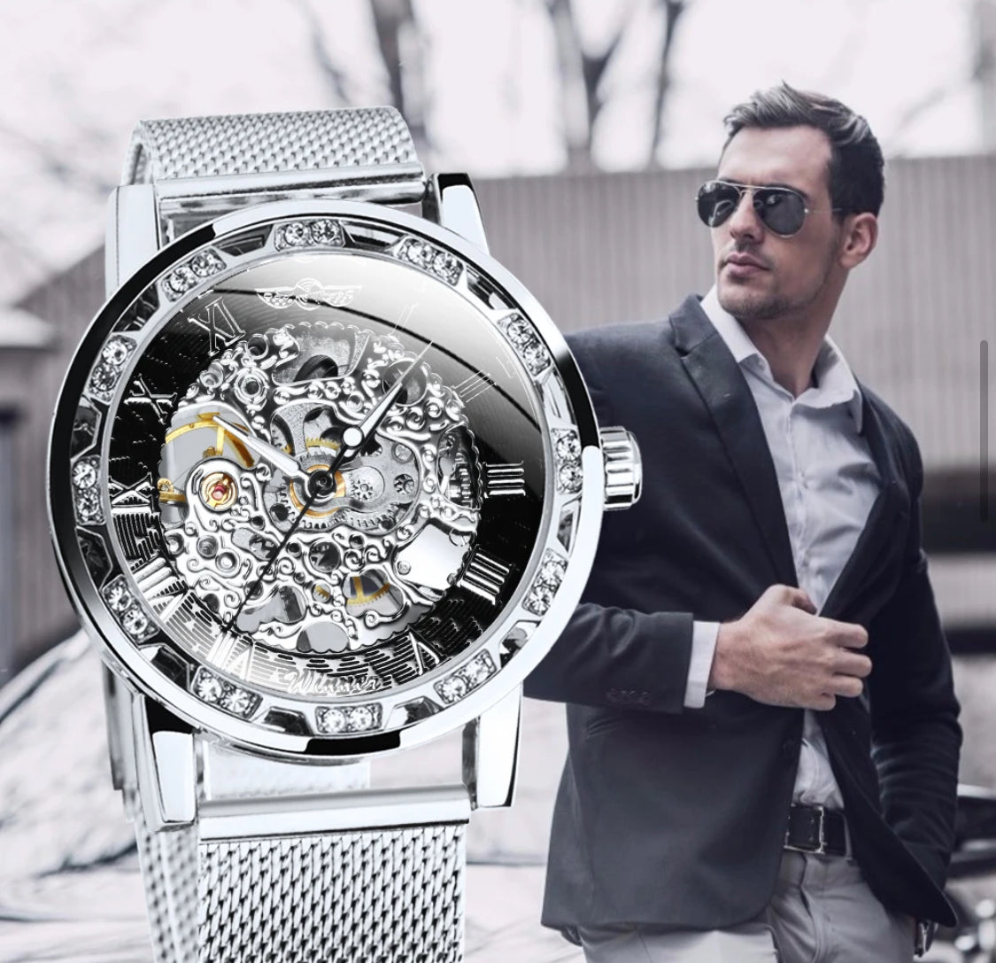 Hermoso Reloj Automático Mecánico Skeleton Movimiento de Excelente Calidad y Diseño! 💯% Original