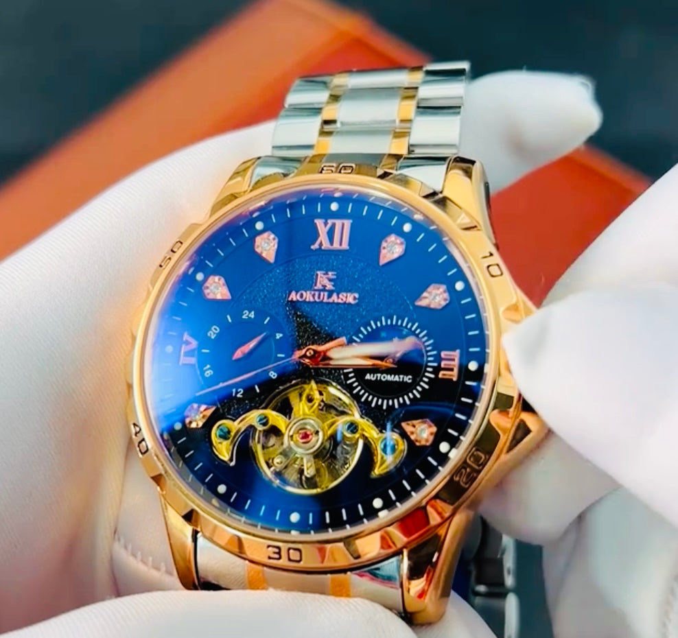 Impresionante Reloj Automático Mecánico Tourbillon 5 Complicaciones 💯% Original-Circonias Etcétera