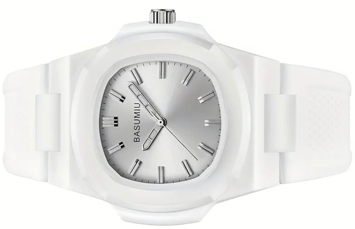 Relojes de Gel de Sílice y Policarbonato Movimiento de Cuarzo Disponible en Negro y Blanco- Ideales para Regalo 🎁