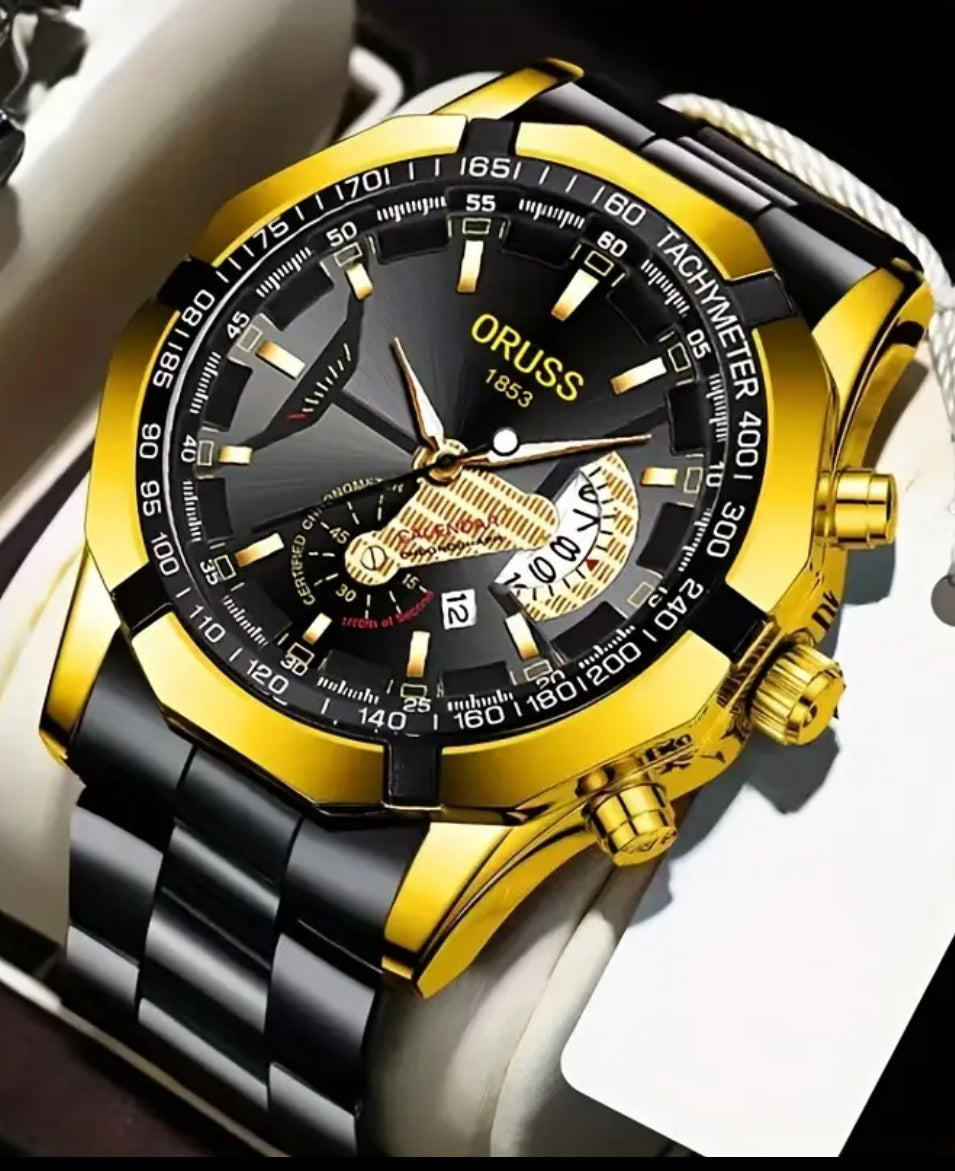 Reloj deportivo de negocios genuino y dominante. Reloj para hombre con doble calendario luminoso simple.