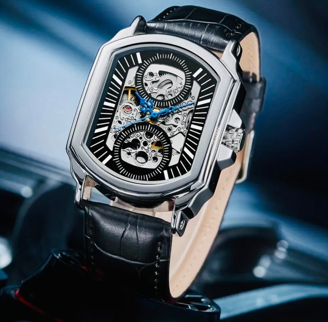 Elegante y Hermoso Reloj Automático Mecánico ⚙️ Skeleton 💯% Original Disponible con Carátula Negra y Blanca!