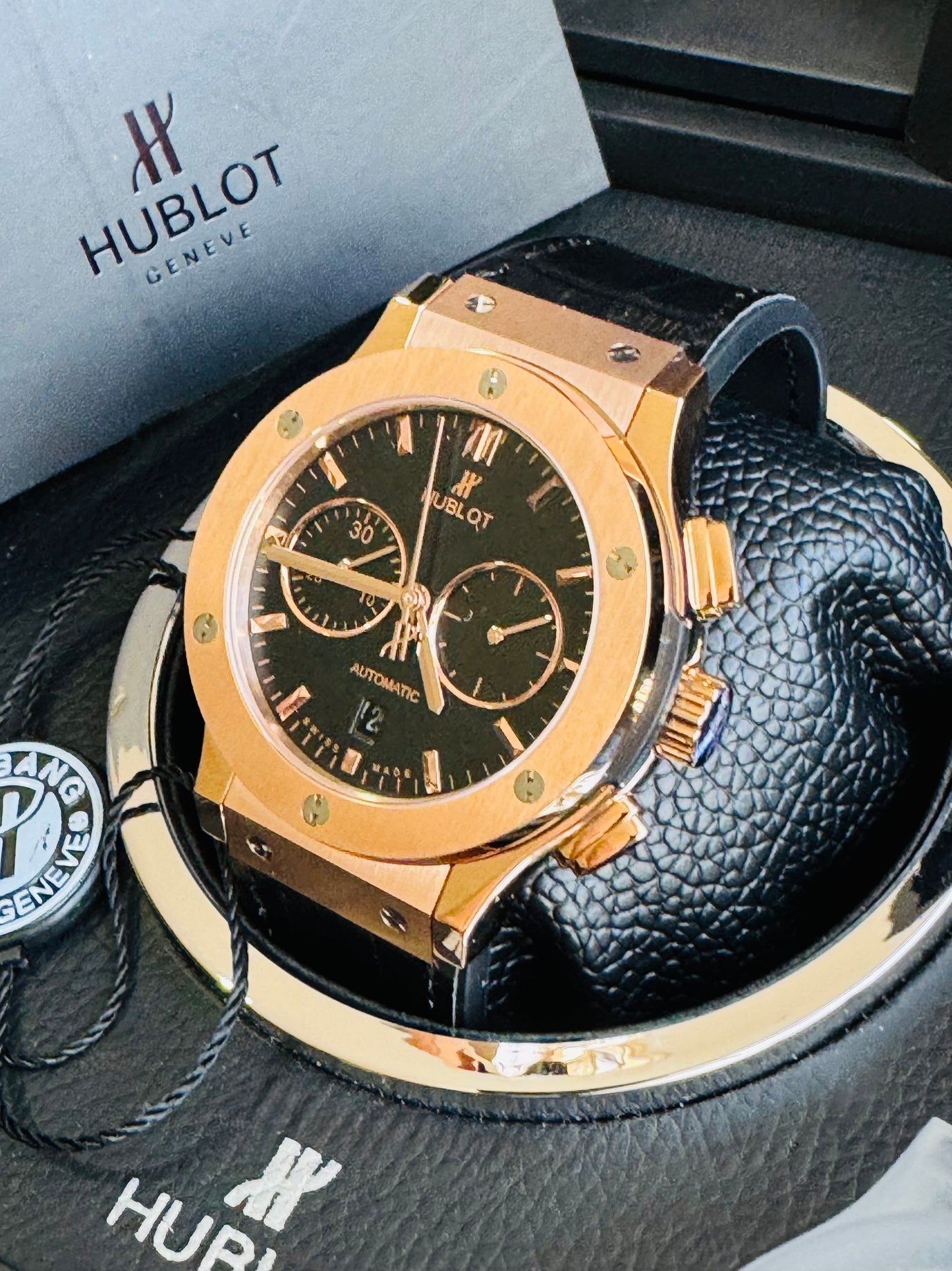 MÁXIMO LUJO RELOJ AUTOMÁTICO MECÁNICO HUBLOT - MÚLTIPLES COMPLICACIONES FUNCIONALES -CRISTAL ZAFIRO-21 JOYAS-MÁXIMA ELEGANCIA!!!