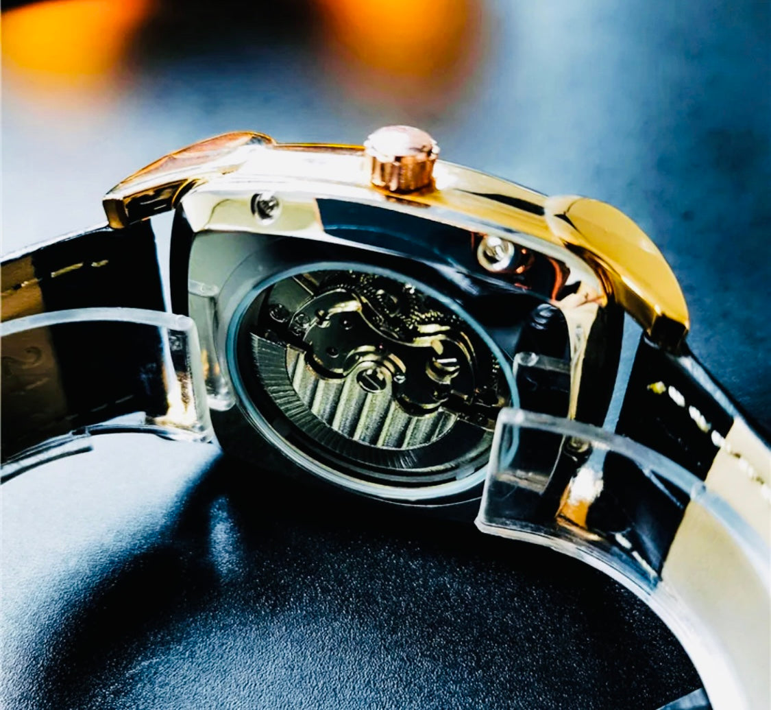 Elegante Reloj Automático Mecánico Tourbillon pulsera resistente al agua con mecanismo automático de movimiento, complemento mecánico Rectangular Carátula luminosa