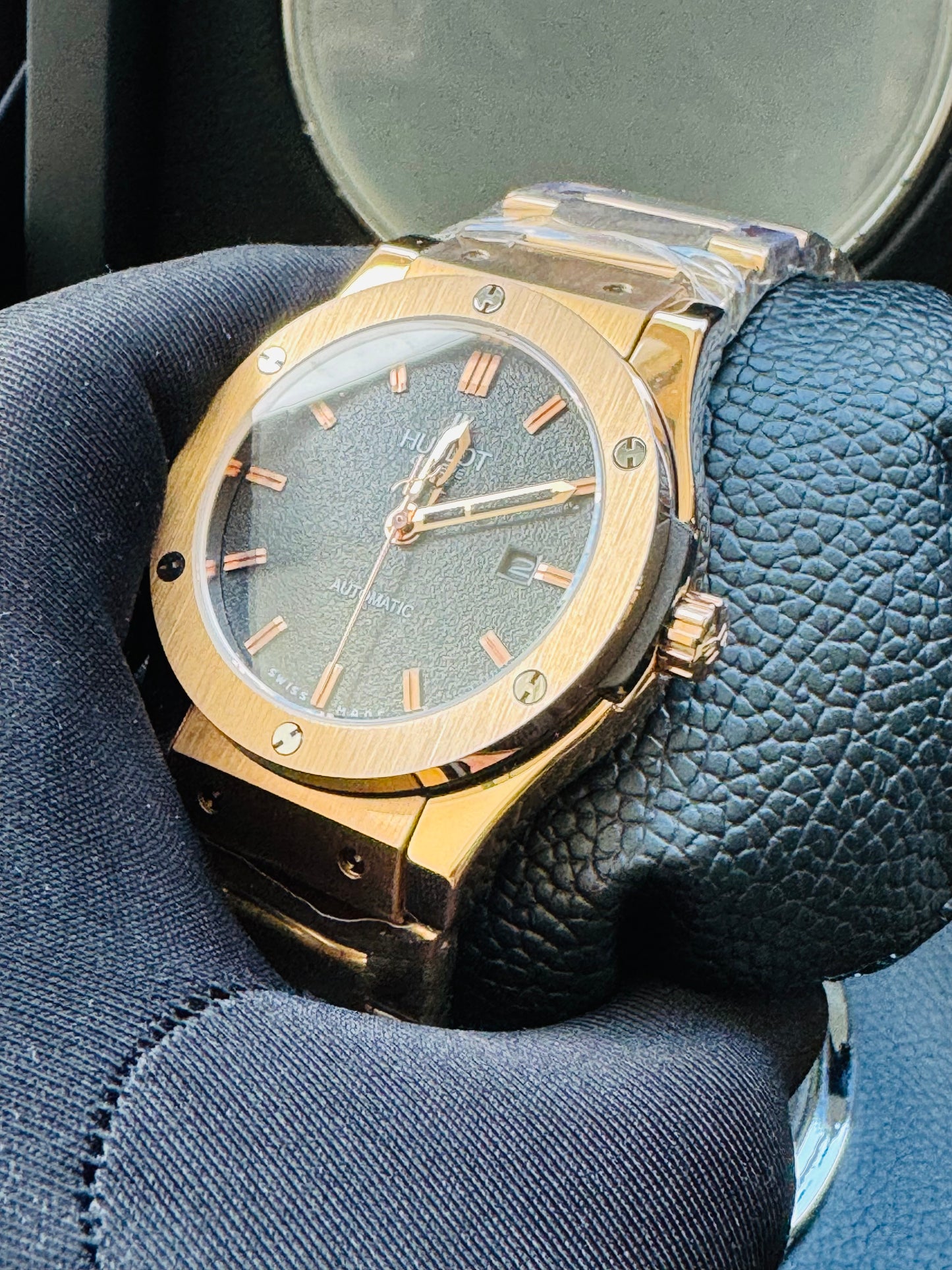 MÁXIMO LUJO! EXCLUSIVO HUBLOT AUTOMÁTICO CARATULA TIPO DIAMANTE 💎 Y LIJA! ELEGANCIA TOTAL!