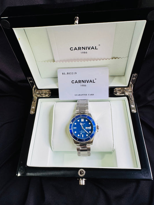 HERMOSO RELOJ AUTOMÁTICO MECÁNICO-CRONÓGRAFO-FECHADOR-DÍA SEMANA-CRISTAL ZAFIRO-34 JOYAS 💎-3 ATM -💯% ORIGINAL