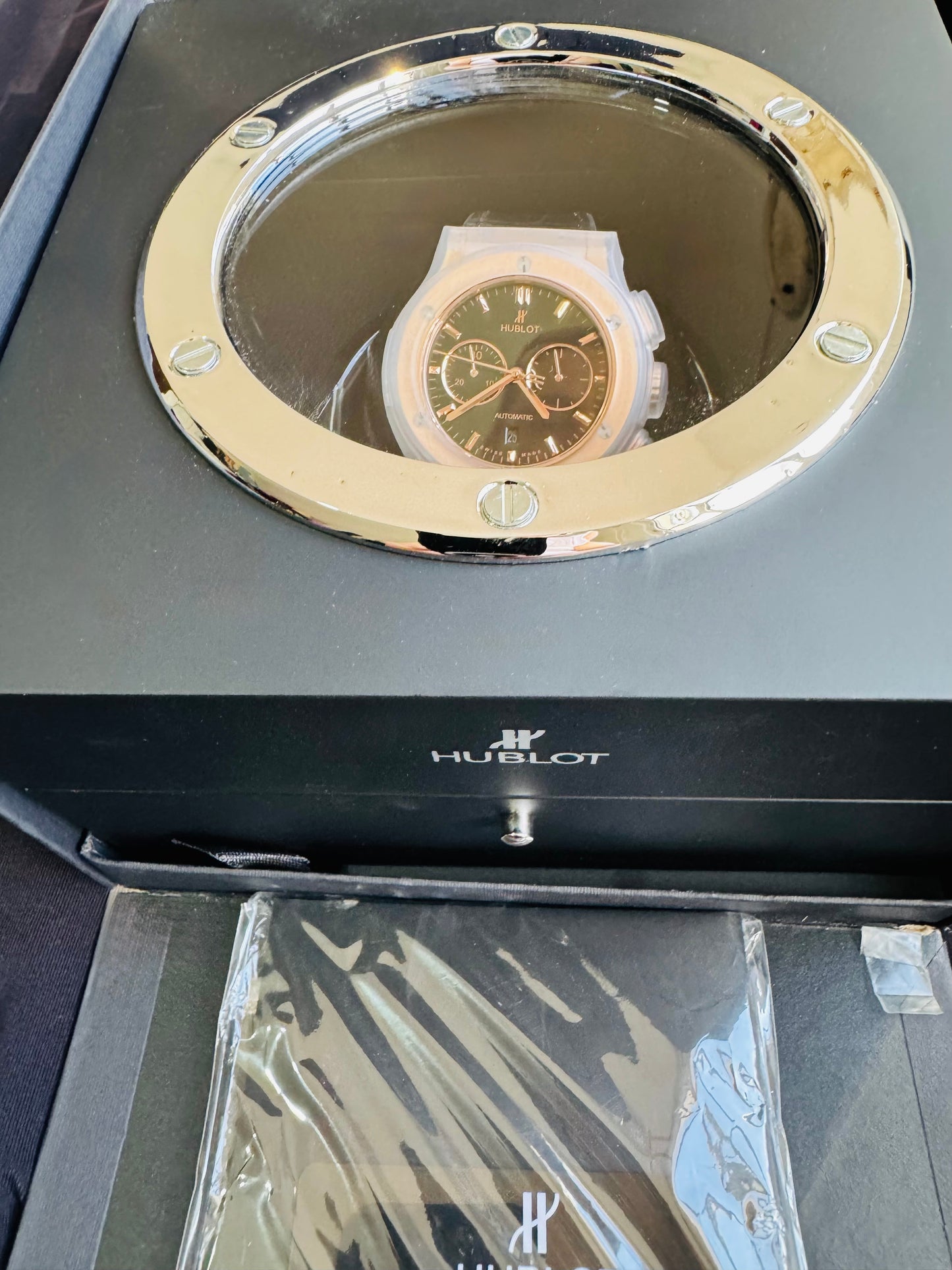 MÁXIMO LUJO RELOJ AUTOMÁTICO MECÁNICO HUBLOT - MÚLTIPLES COMPLICACIONES FUNCIONALES -CRISTAL ZAFIRO-21 JOYAS-MÁXIMA ELEGANCIA!!!